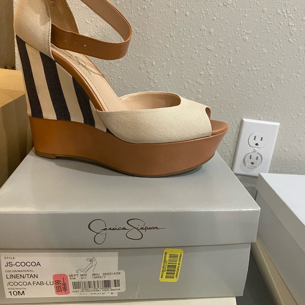 Jessica Simpson Linen Wedge Heels